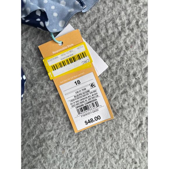 Kona Sol One Piece Swimsuit Women 18 Blue Polka Dot Padded Ruffle Adj Straps NWT - Picture 3 of 10